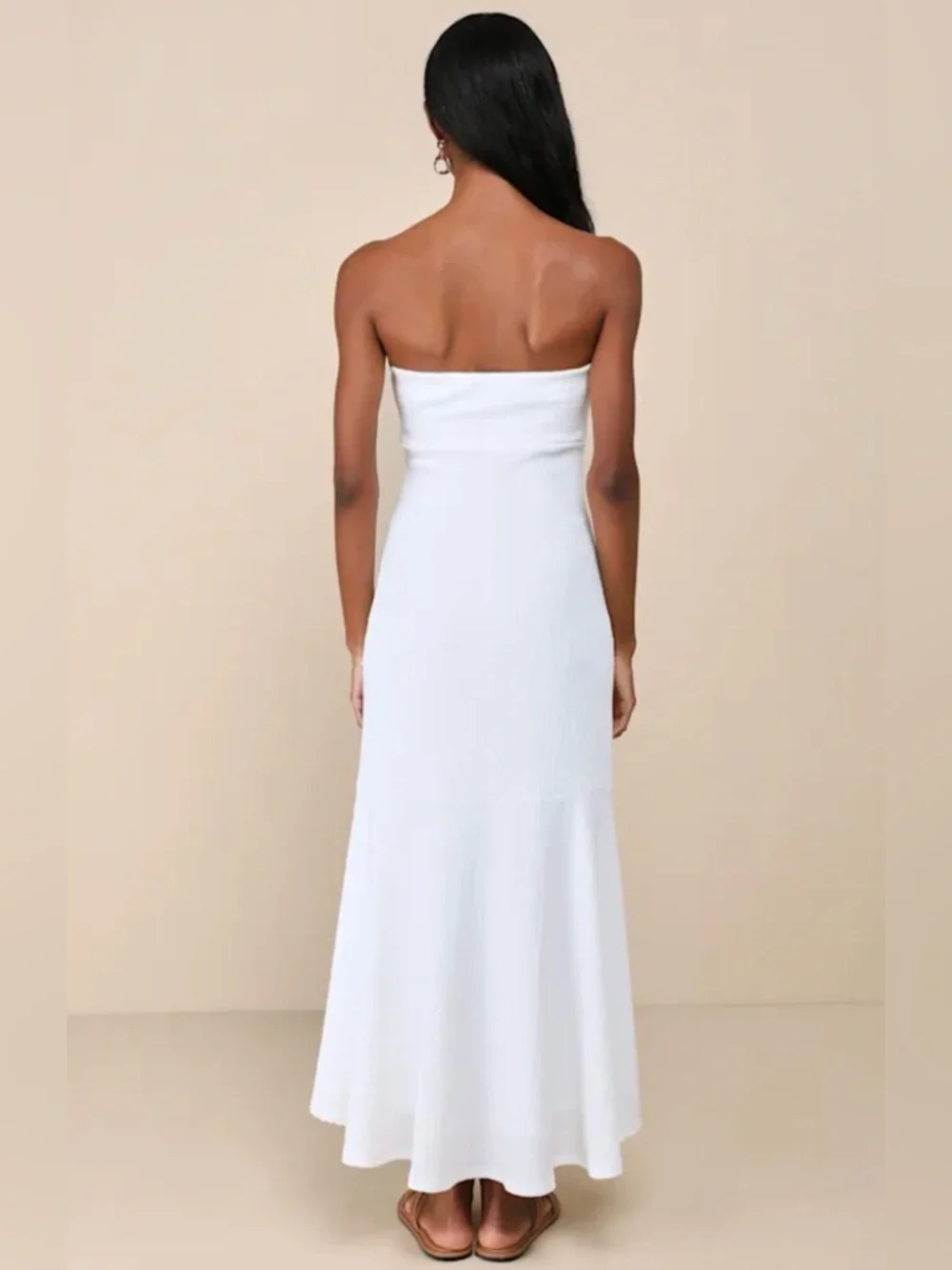 Lulus Darling Ways White Textured Strapless Midi Dress XS NWT - Picture 3 of 6